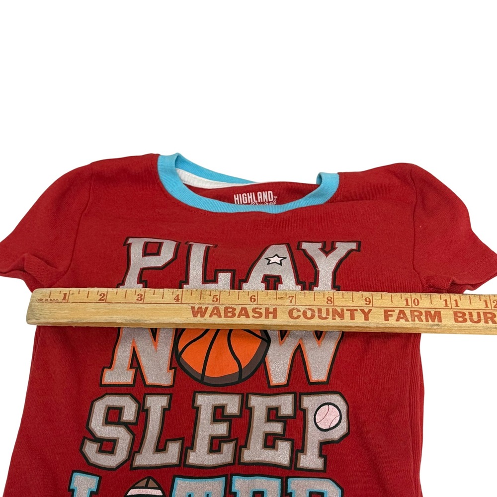 Highland Originals Kids Red Sports Pajama Set Play Now Sleep Later Size 5/6 - Picture 3 of 9